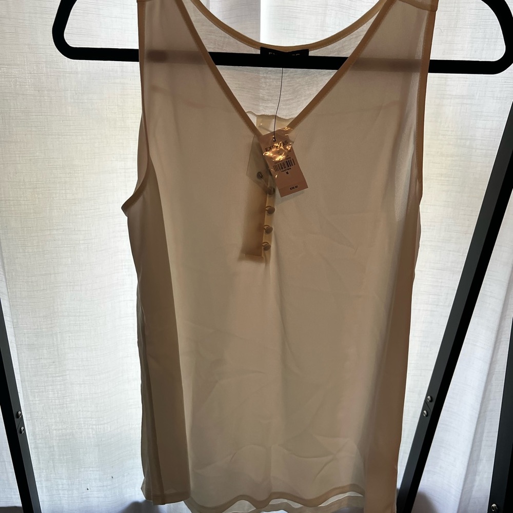 Express Cream Mixed Media Tank